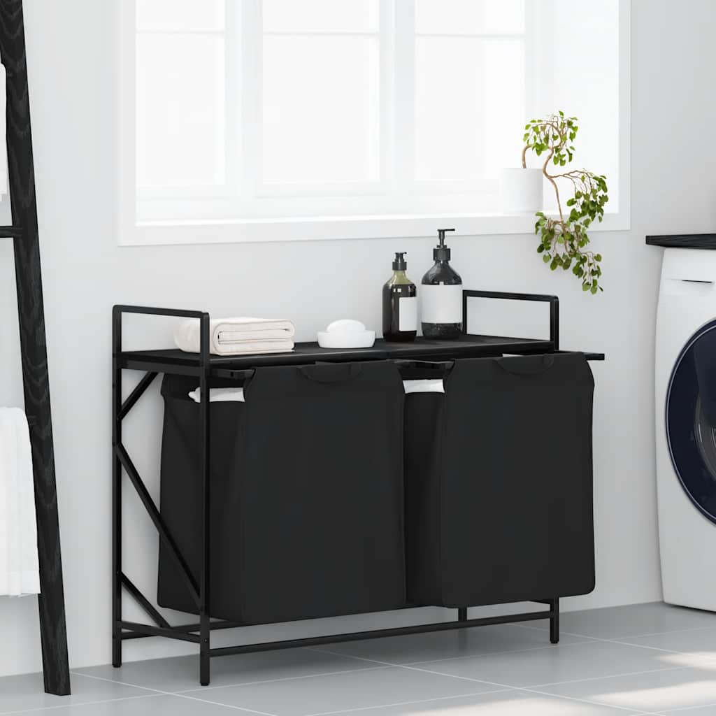 vidaXL Wasmand 2 vakken met plank grijs sonoma eiken
