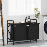 vidaXL Wasmand 2 vakken met plank grijs sonoma eiken