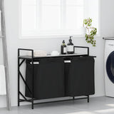 vidaXL Wasmand 2 vakken met plank grijs sonoma eiken