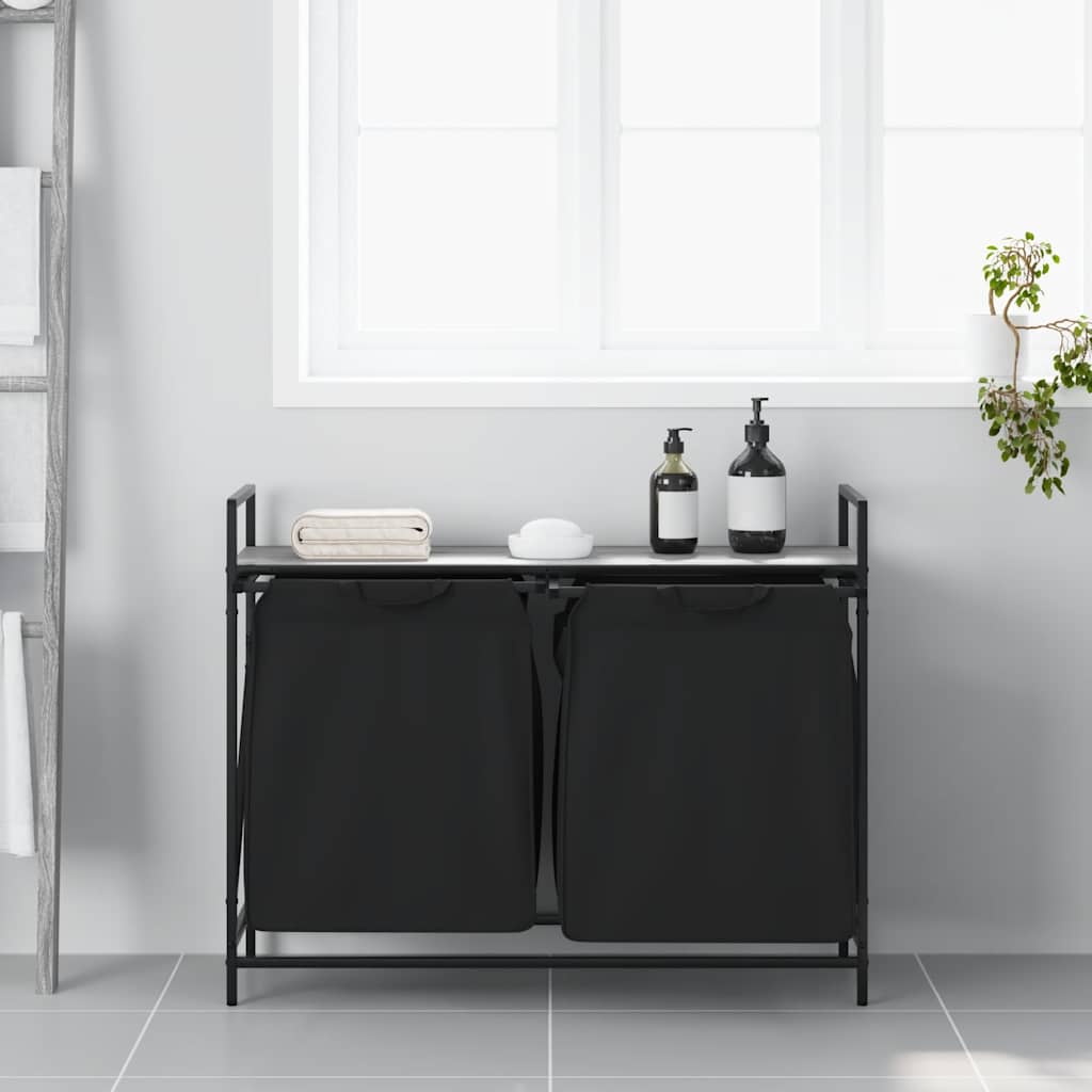 vidaXL Wasmand 2 vakken met plank grijs sonoma eiken