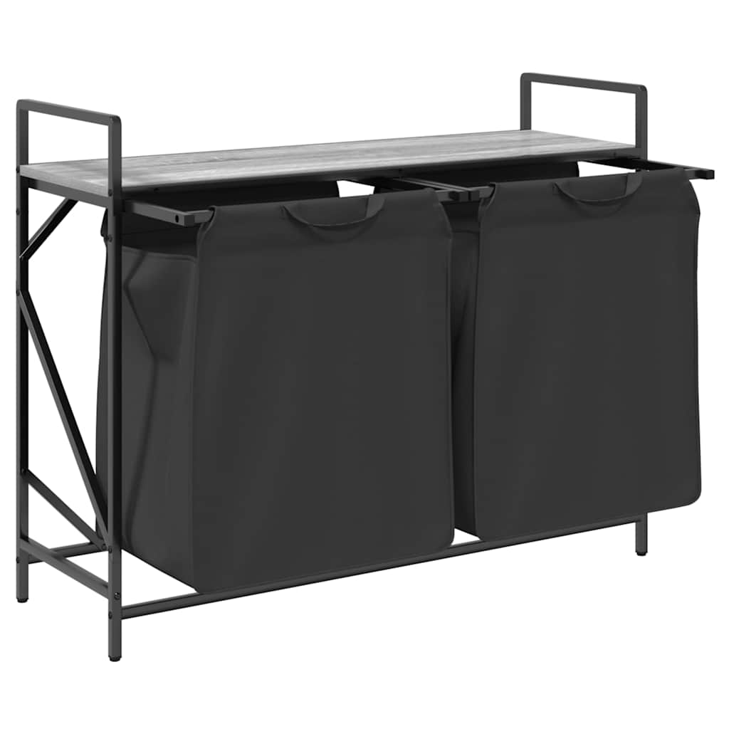 vidaXL Wasmand 2 vakken met plank grijs sonoma eiken