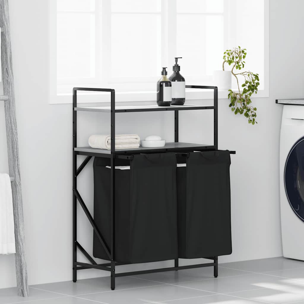 vidaXL Wasmand 2 vakken met planken sonoma eikenkleurig