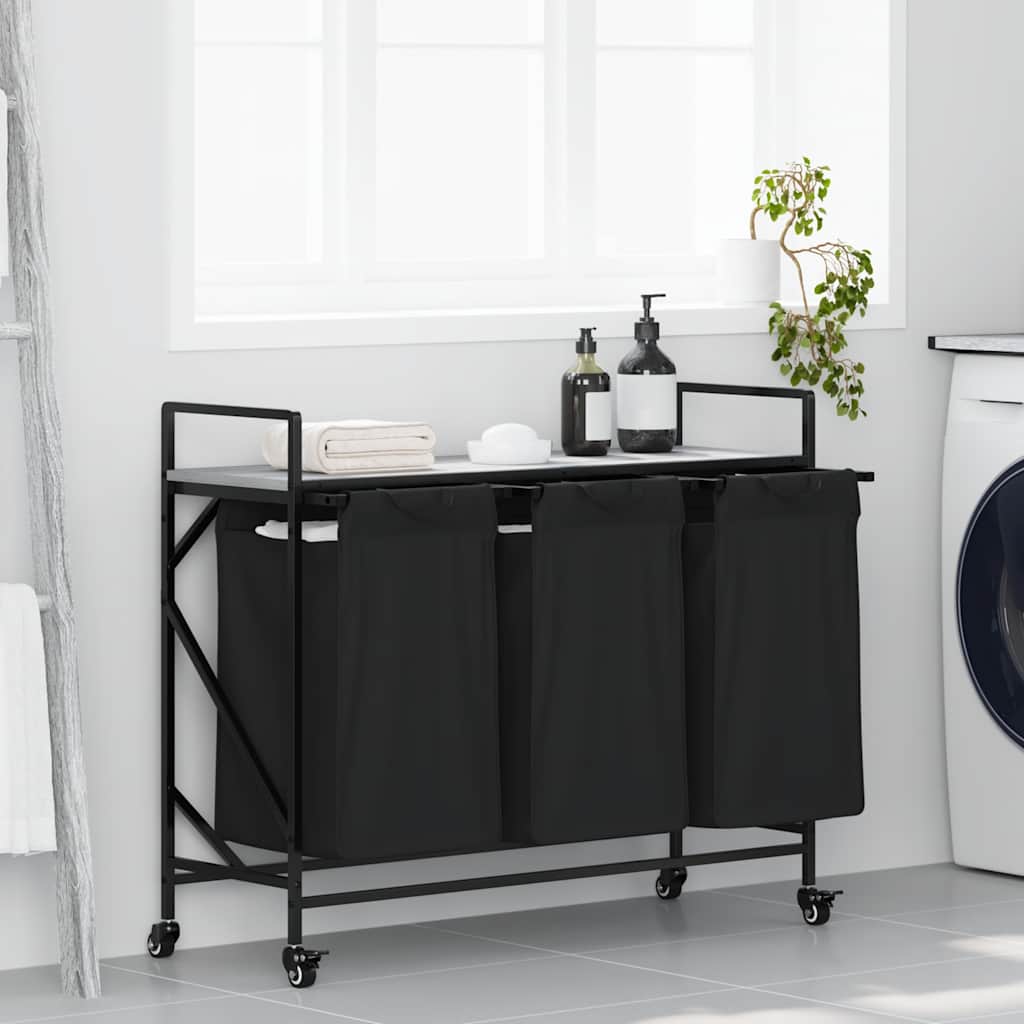 vidaXL Wasmand 2 vakken met planken bruin eikenkleurig