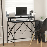 vidaXL Bureau met plank Zwart Eiken 100 x 50 x 86,5 cm Bewerkt hout