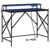 vidaXL Bureau met plank Zwart Eiken 100 x 50 x 86,5 cm Bewerkt hout