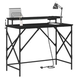 vidaXL Bureau met plank Zwart Eiken 100 x 50 x 86,5 cm Bewerkt hout