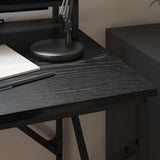 vidaXL Bureau met plank Zwart Eiken 100 x 50 x 86,5 cm Bewerkt hout