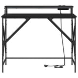 vidaXL Bureau met plank Zwart Eiken 100 x 50 x 86,5 cm Bewerkt hout