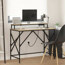 vidaXL Bureau met plank Zwart Eiken 100 x 50 x 86,5 cm Bewerkt hout