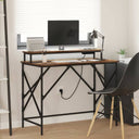 vidaXL Bureau met plank Zwart Eiken 100 x 50 x 86,5 cm Bewerkt hout