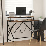 vidaXL Bureau met plank Zwart Eiken 100 x 50 x 86,5 cm Bewerkt hout