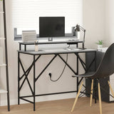 vidaXL Bureau met plank Zwart Eiken 100 x 50 x 86,5 cm Bewerkt hout