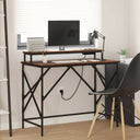 vidaXL Bureau met plank Zwart Eiken 100 x 50 x 86,5 cm Bewerkt hout