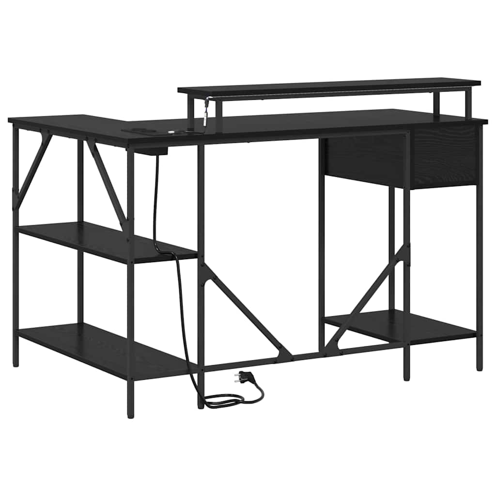 vidaXL Desk with Drawer Black Oak 120 x 79 x 86.5 cm Engineered Wood
