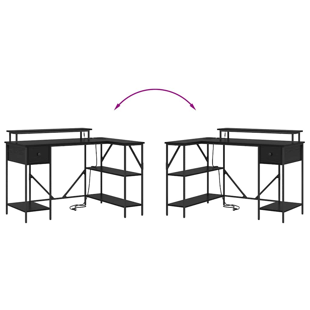 vidaXL Desk with Drawer Black Oak 120 x 79 x 86.5 cm Engineered Wood