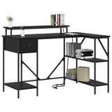 vidaXL Desk with Drawer Black Oak 120 x 79 x 86.5 cm Engineered Wood