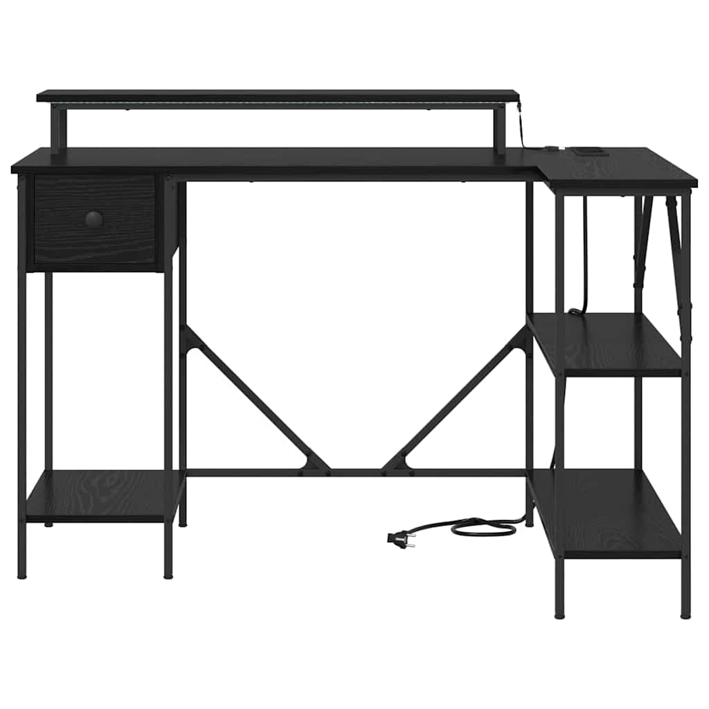 vidaXL Desk with Drawer Black Oak 120 x 79 x 86.5 cm Engineered Wood