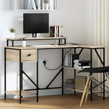 vidaXL Desk with Drawer Black Oak 120 x 79 x 86.5 cm Engineered Wood