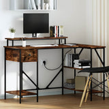 vidaXL Desk with Drawer Black Oak 120 x 79 x 86.5 cm Engineered Wood