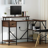 vidaXL Desk with Drawer Black Oak 120 x 79 x 86.5 cm Engineered Wood