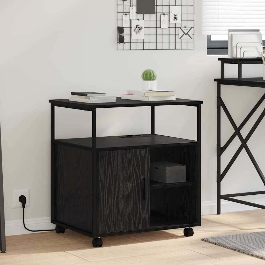 vidaXL Kast met Oplaadstation Zwart Eiken 61 x 46 x 67 cm Bewerkt hout
