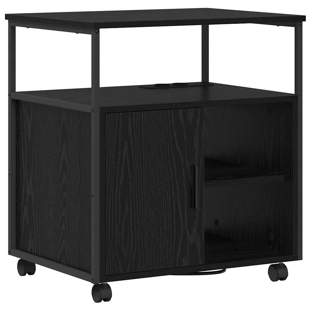 vidaXL Kast met Oplaadstation Zwart Eiken 61 x 46 x 67 cm Bewerkt hout