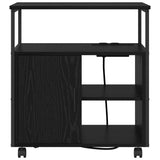 vidaXL Kast met Oplaadstation Zwart Eiken 61 x 46 x 67 cm Bewerkt hout