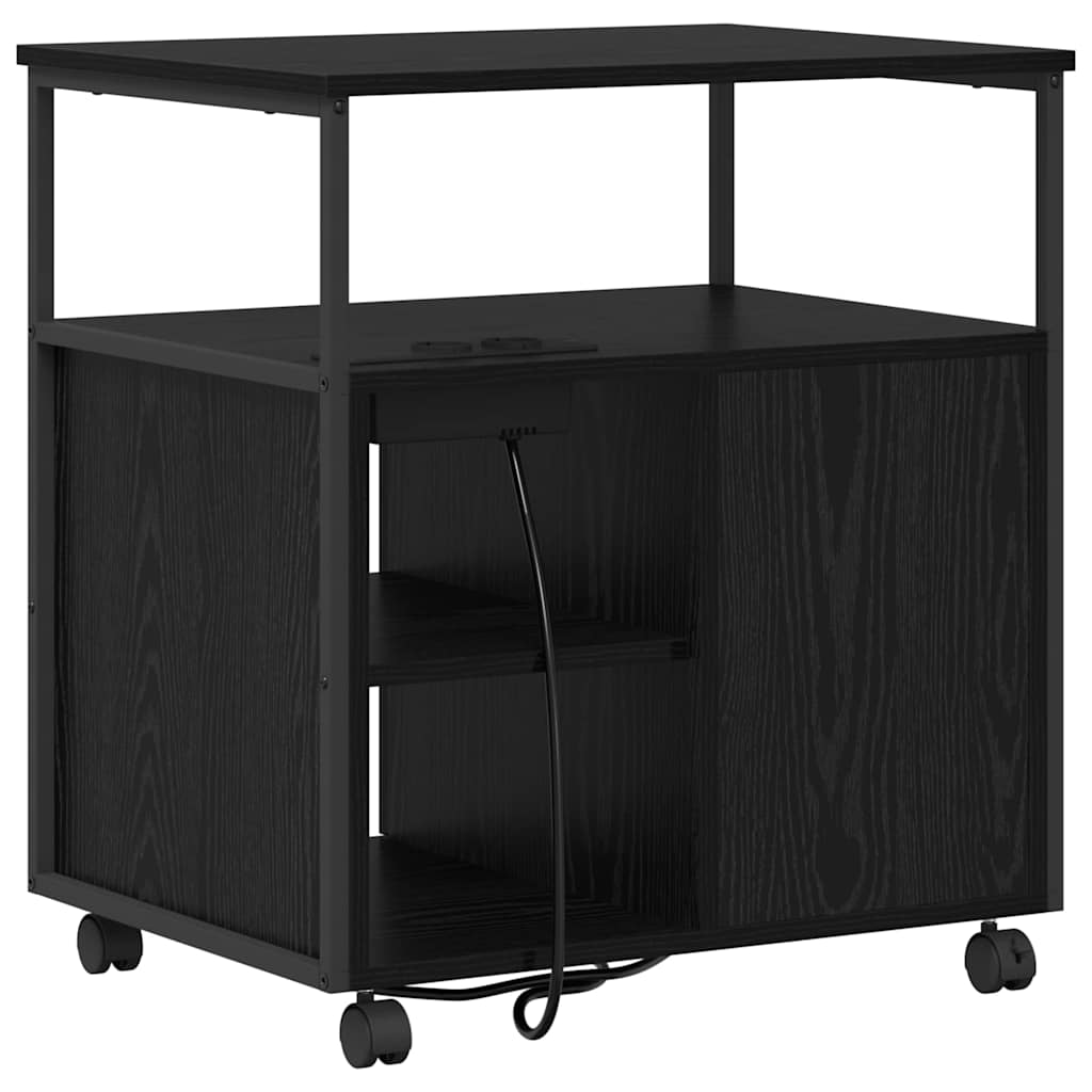 vidaXL Kast met Oplaadstation Zwart Eiken 61 x 46 x 67 cm Bewerkt hout