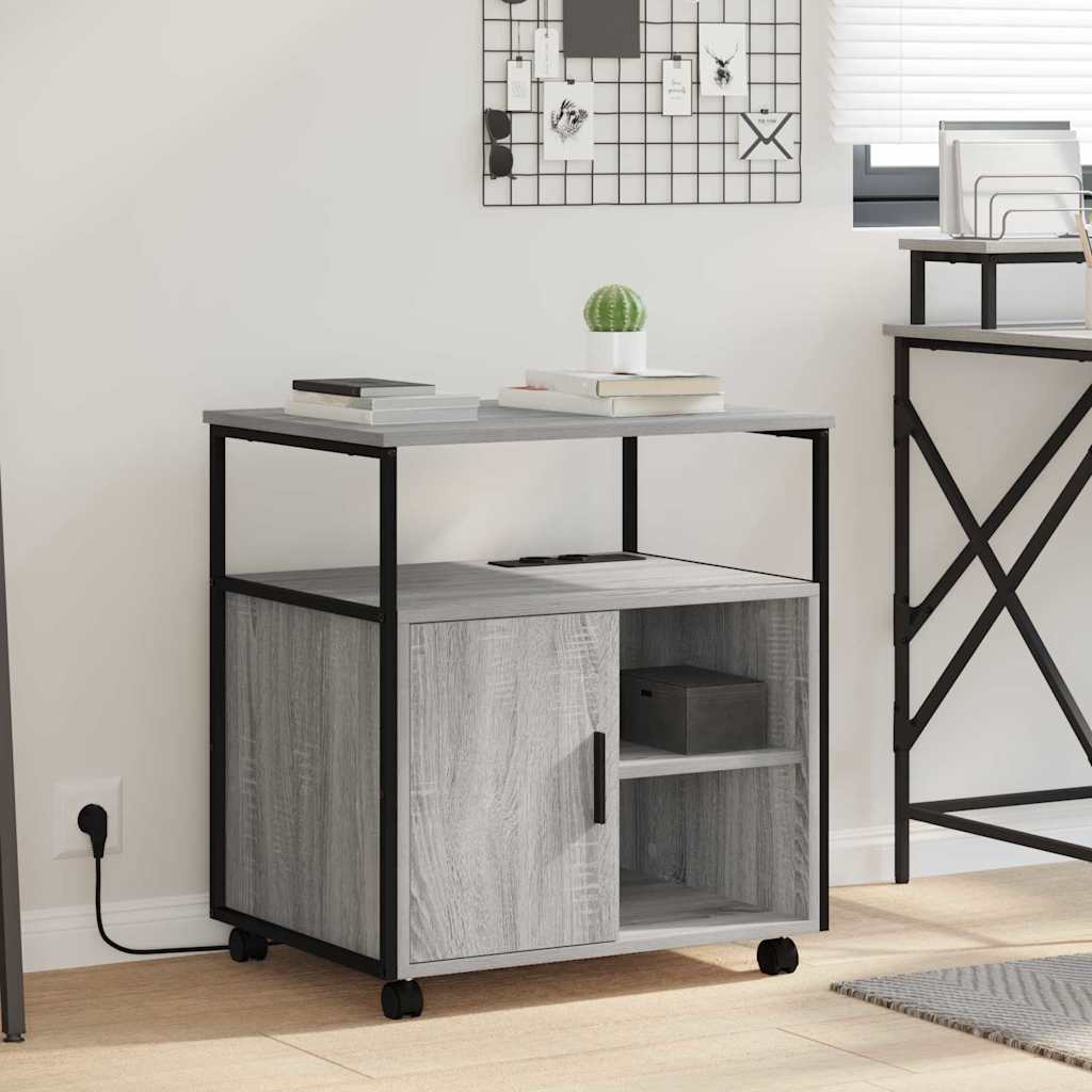 vidaXL Kast met Oplaadstation Zwart Eiken 61 x 46 x 67 cm Bewerkt hout