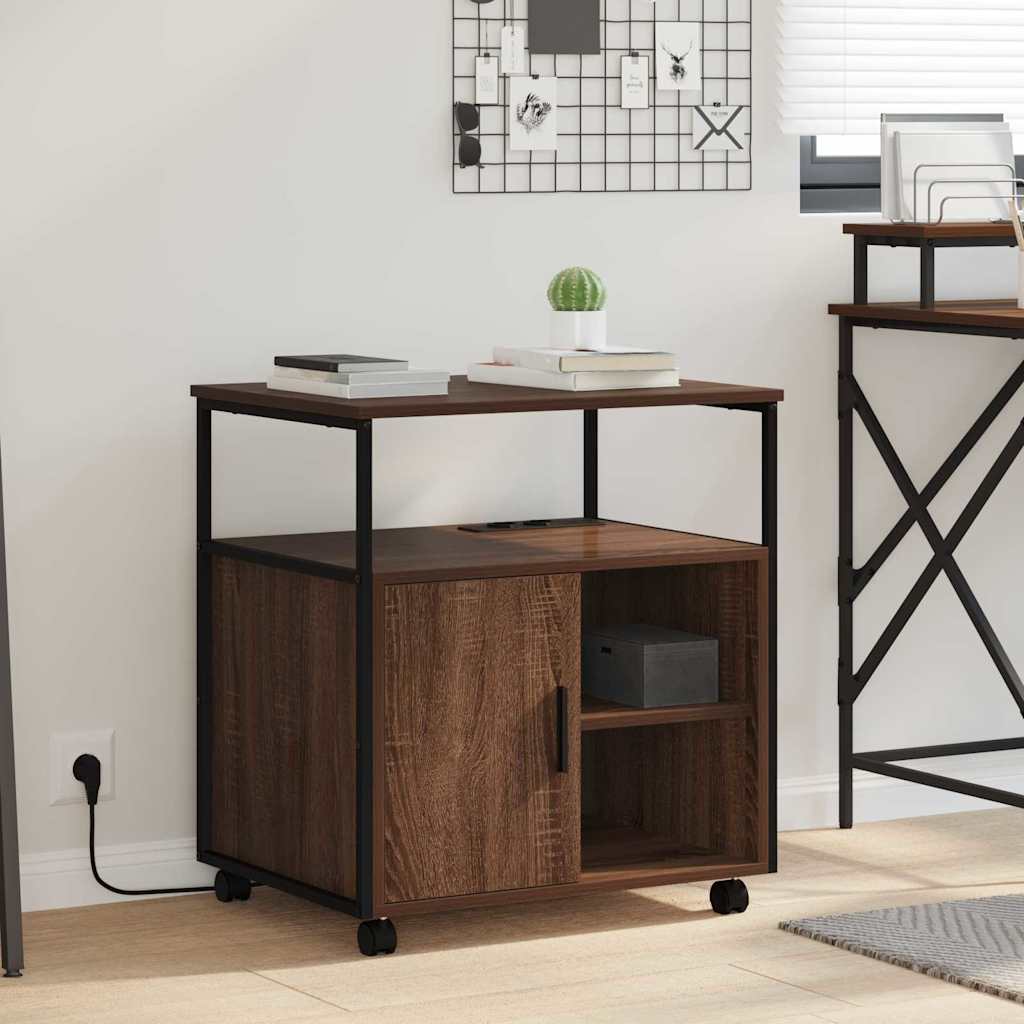 vidaXL Kast met Oplaadstation Zwart Eiken 61 x 46 x 67 cm Bewerkt hout