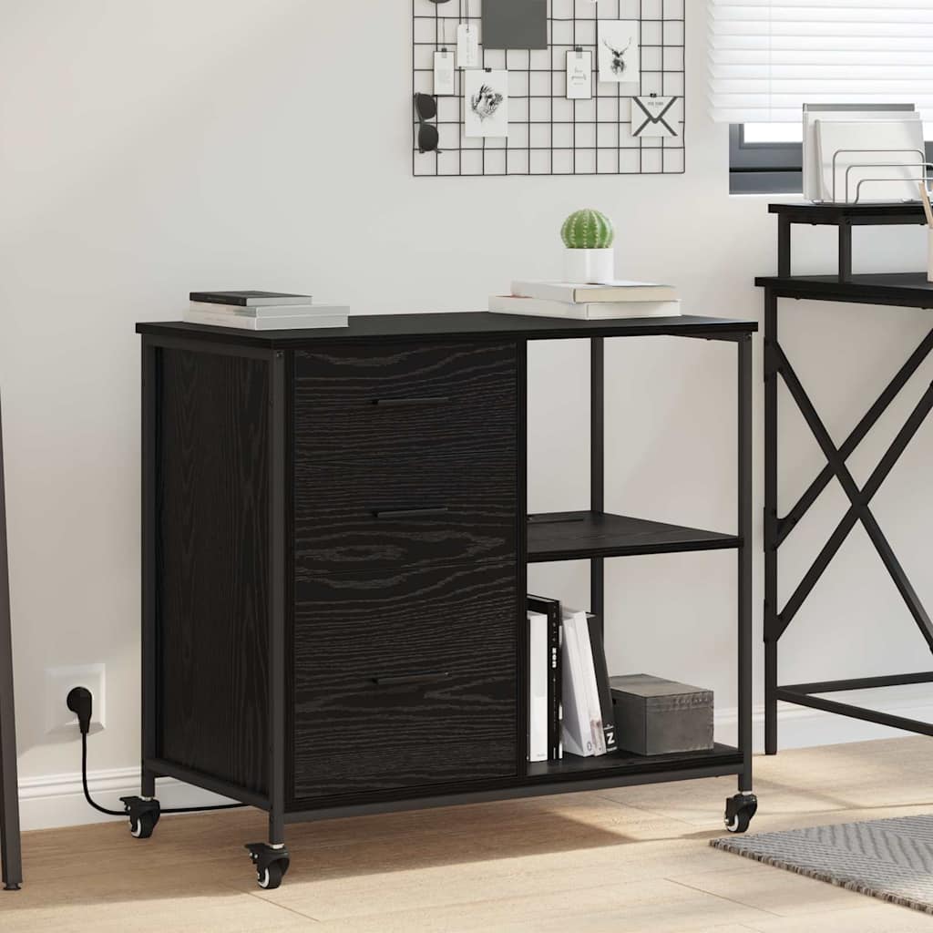 vidaXL Kast met Oplaadstation Zwart Eiken 76 x 41 x 72 cm Bewerkt hout