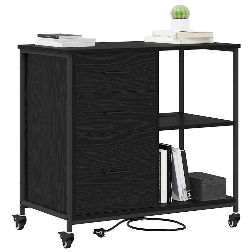 vidaXL Kast met Oplaadstation Zwart Eiken 76 x 41 x 72 cm Bewerkt hout