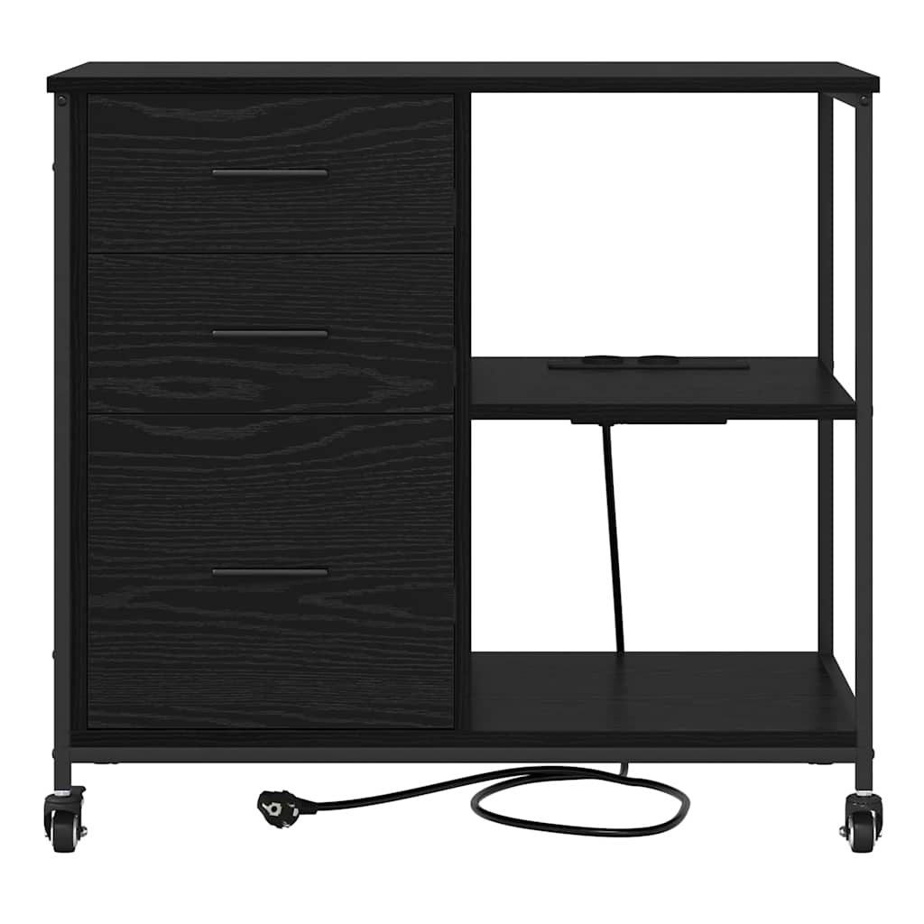vidaXL Kast met Oplaadstation Zwart Eiken 76 x 41 x 72 cm Bewerkt hout