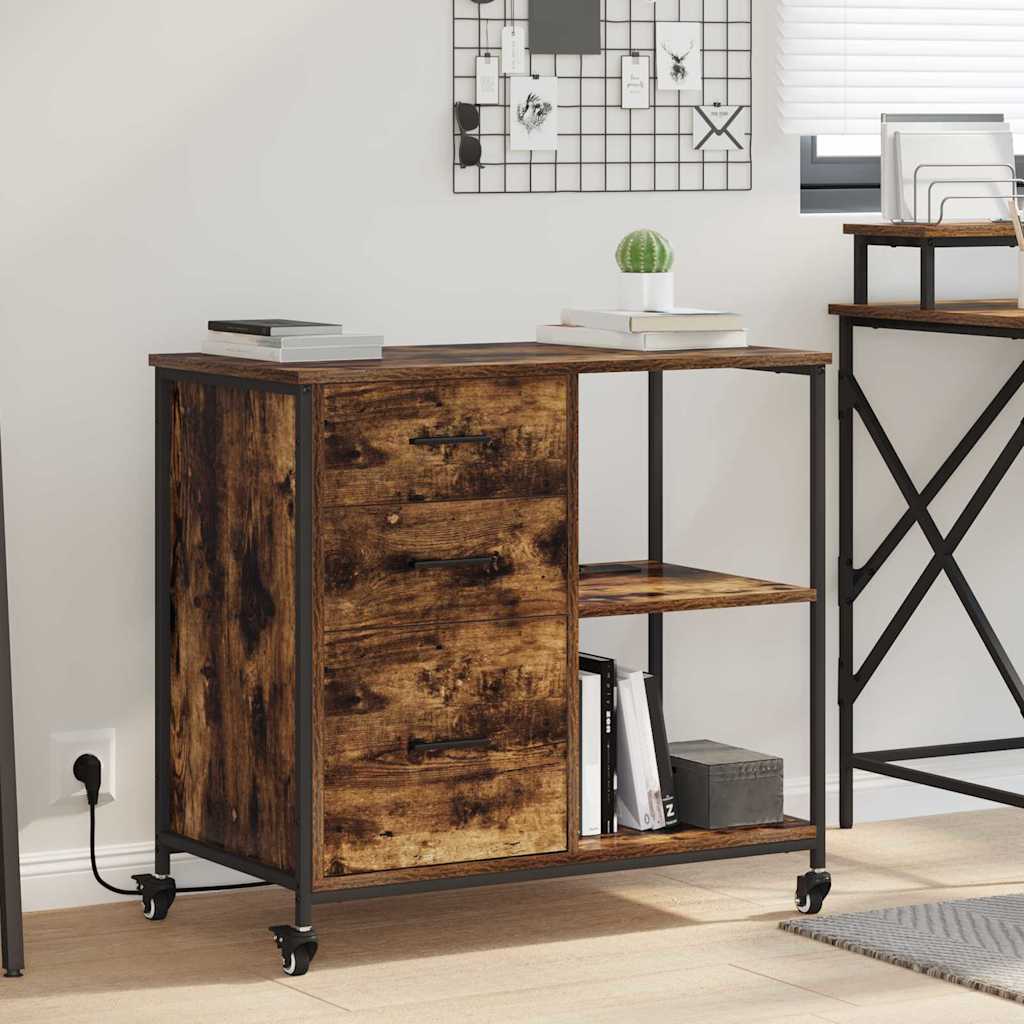 vidaXL Kast met Oplaadstation Zwart Eiken 76 x 41 x 72 cm Bewerkt hout