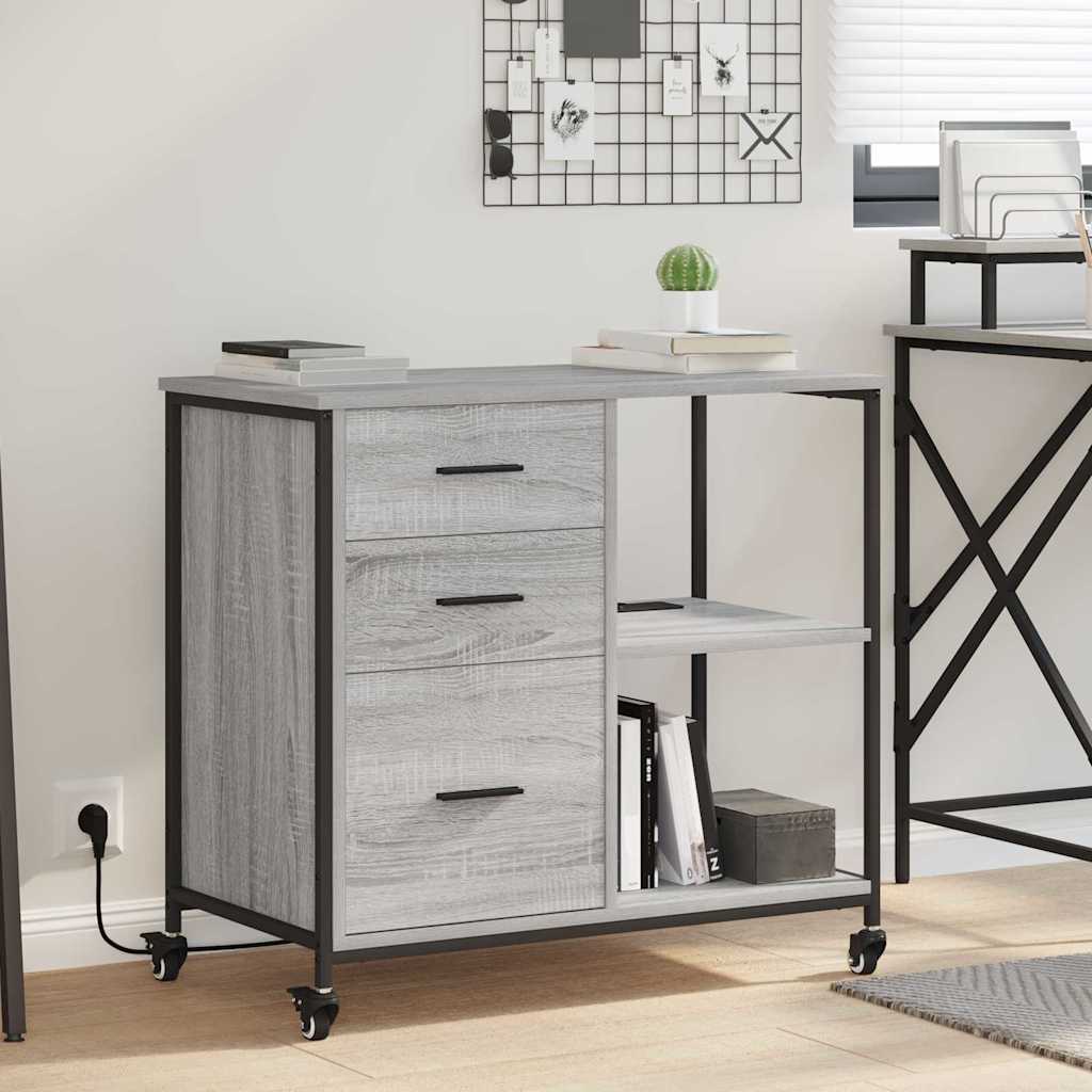 vidaXL Kast met Oplaadstation Zwart Eiken 76 x 41 x 72 cm Bewerkt hout