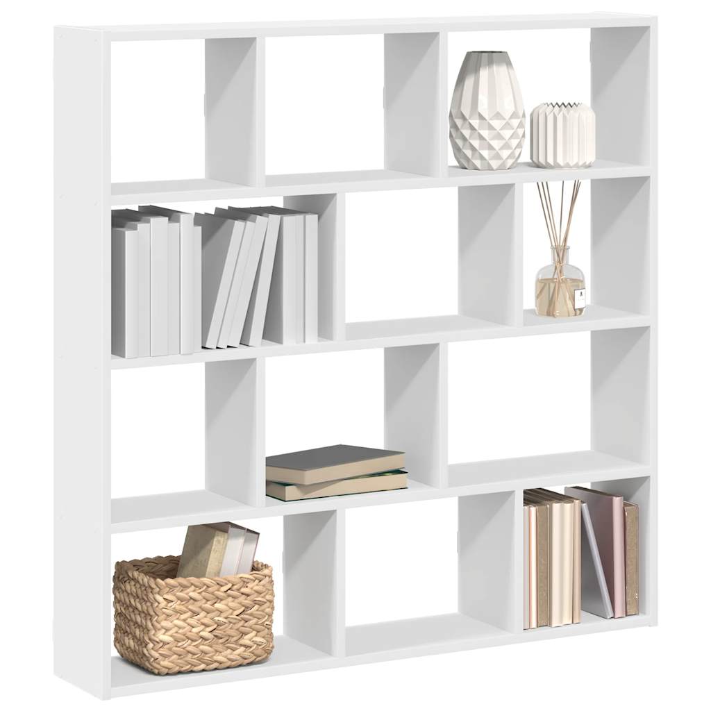 vidaXL Cube Wall Shelf with 12 Compartments Engineered Wood White