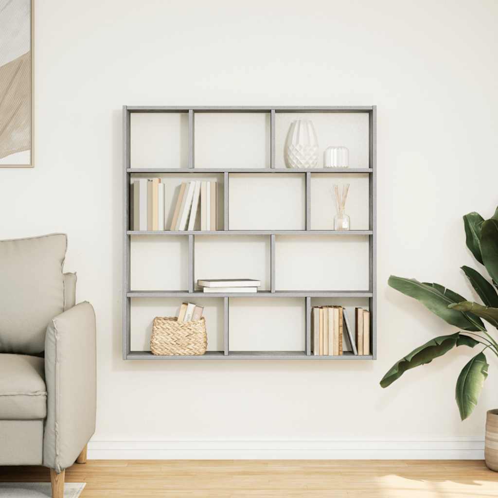 vidaXL Cube Wall Shelf with 12 Compartments Engineered Wood White