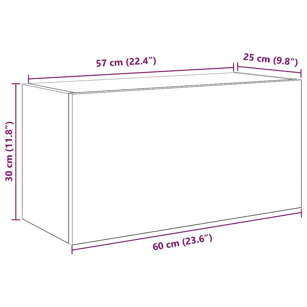 vidaXL Bathroom Wall Cabinet 60x25x30 cm Engineered Wood White