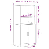 vidaXL Keukenkast 57x41,5x131,5 cm bewerkt hout wit
