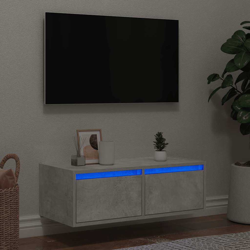 vidaXL Nachtkastje met LED-verlichting wandgemonteerd wit