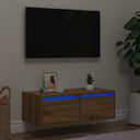 vidaXL Nachtkastje met LED-verlichting wandgemonteerd wit