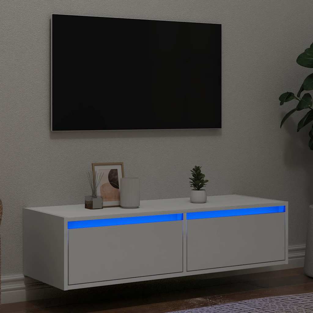 vidaXL Nachtkastje met LED-verlichting wandgemonteerd wit