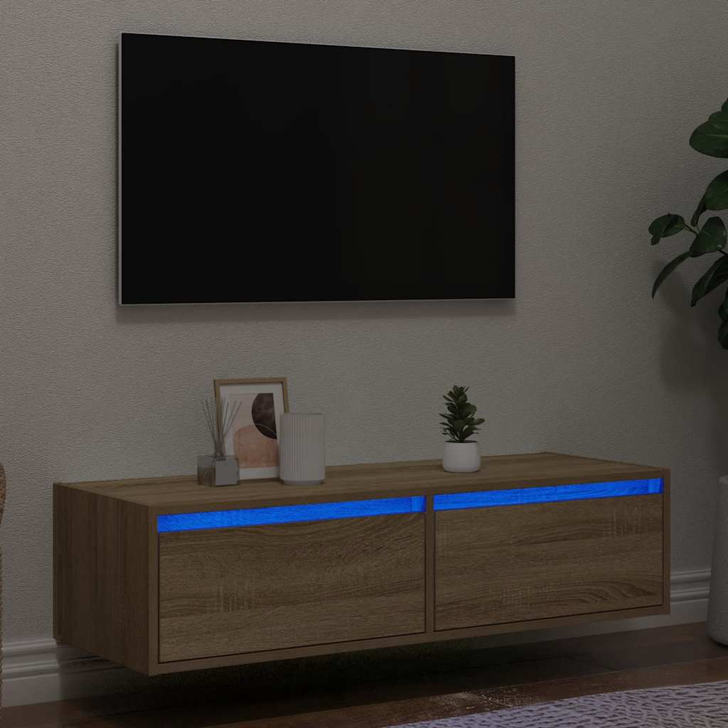 vidaXL Nachtkastje met LED-verlichting wandgemonteerd wit