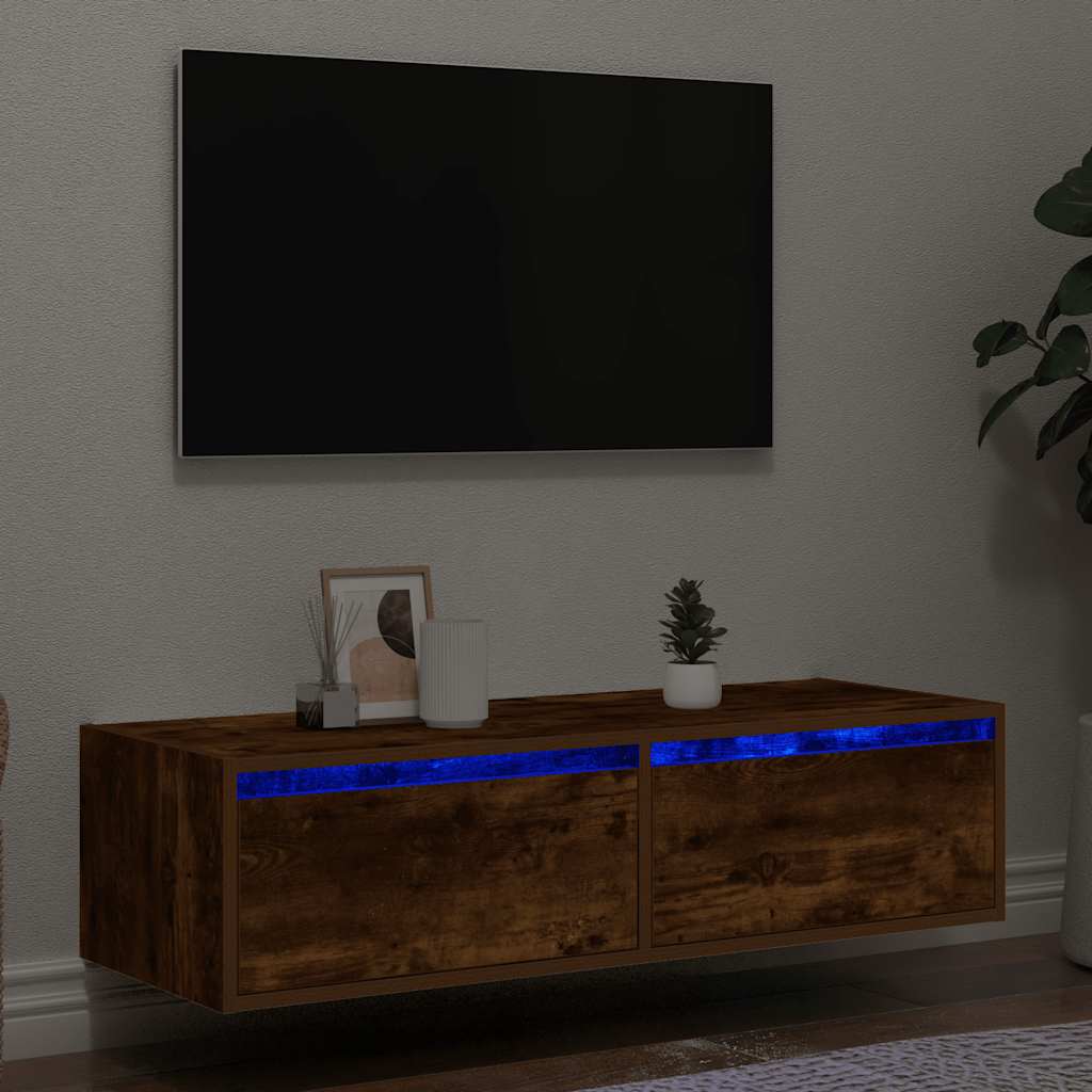 vidaXL Nachtkastje met LED-verlichting wandgemonteerd wit
