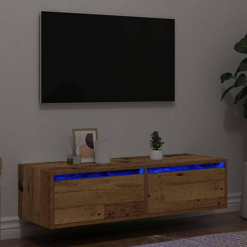 vidaXL Nachtkastje met LED-verlichting wandgemonteerd wit