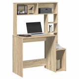 vidaXL Bureau met schappen 100x45x140 cm bewerkt hout wit