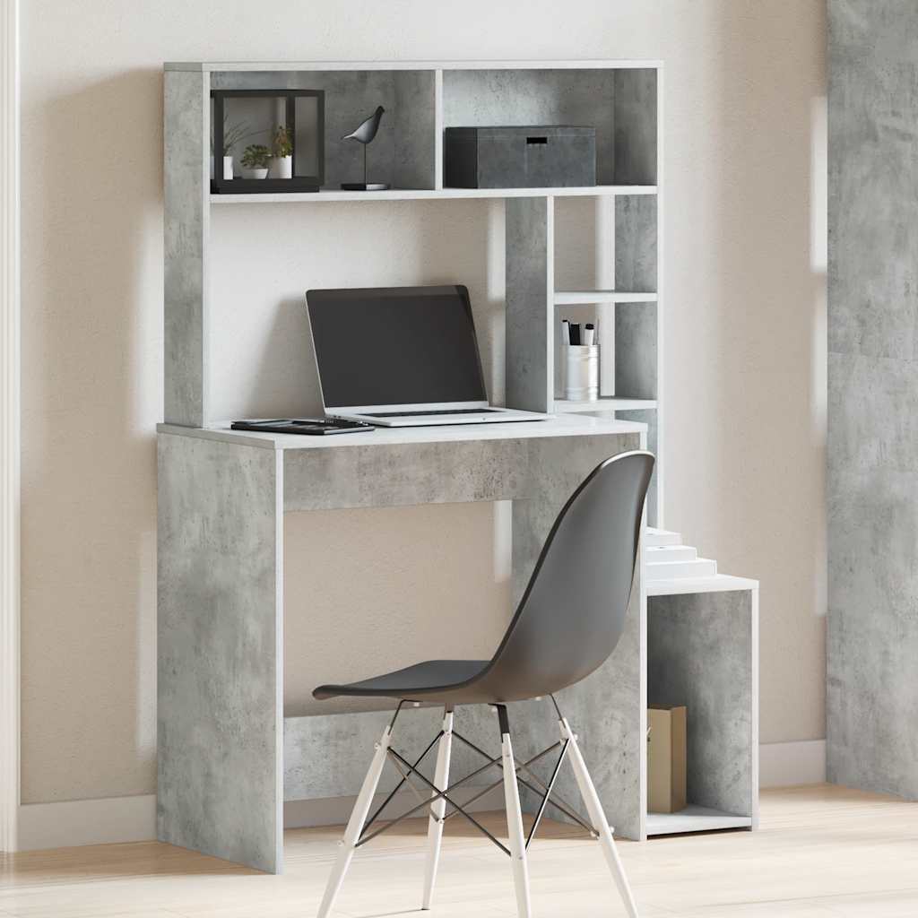 vidaXL Bureau met schappen 100x45x140 cm bewerkt hout wit