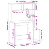 vidaXL Bureau met schappen 100x45x140 cm bewerkt hout wit