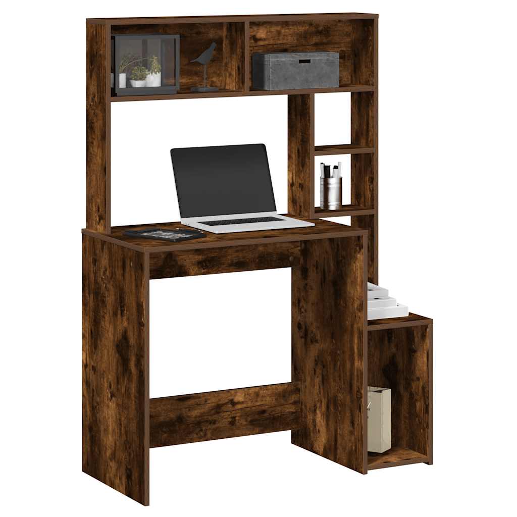 vidaXL Bureau met schappen 100x45x140 cm bewerkt hout wit