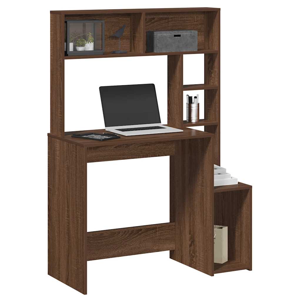 vidaXL Bureau met schappen 100x45x140 cm bewerkt hout wit